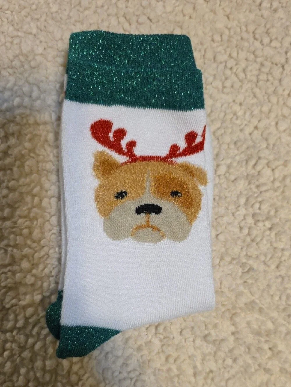 Holiday Crew Socks - White, Red & Green